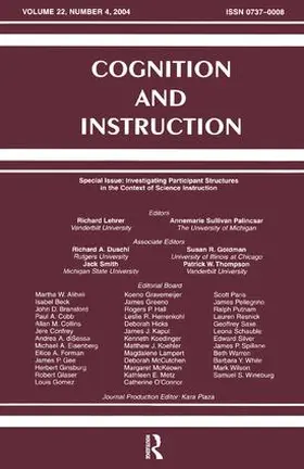 Lehrer / Palincsar |  Investigating Participant Structures in the Context of Science Instruction | Buch |  Sack Fachmedien