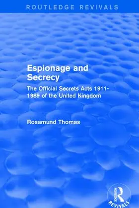 Thomas |  Espionage and Secrecy | Buch |  Sack Fachmedien