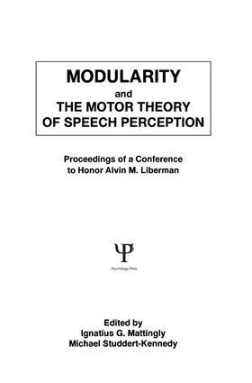 Studdert-Kennedy / Mattingly |  Modularity and the Motor theory of Speech Perception | Buch |  Sack Fachmedien