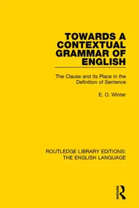 Winter |  Towards a Contextual Grammar of English | Buch |  Sack Fachmedien