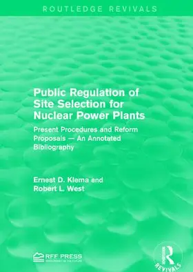 Klema / West |  Public Regulation of Site Selection for Nuclear Power Plants | Buch |  Sack Fachmedien