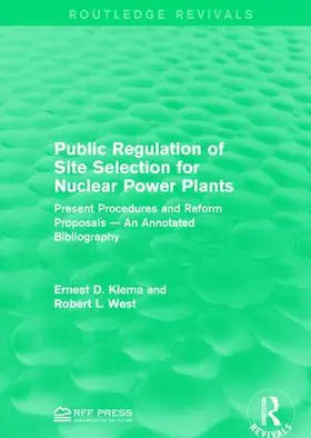 Klema / West |  Public Regulation of Site Selection for Nuclear Power Plants | Buch |  Sack Fachmedien