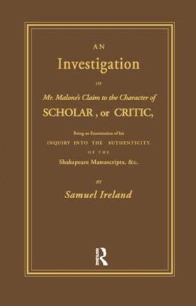 Ireland |  Investigation into Mr. Malone's Claim to Charter of Scholar | Buch |  Sack Fachmedien