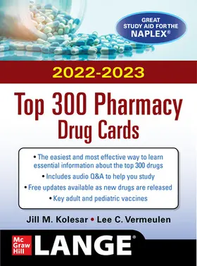 Kolesar / Vermeulen |  McGraw Hill's 2022/2023 Top 300 Pharmacy Drug Cards | Buch |  Sack Fachmedien