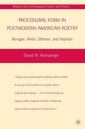 Huntsperger |  Procedural Form in Postmodern American Poetry | Buch |  Sack Fachmedien