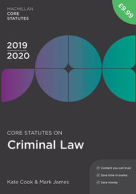 Cook / James |  Core Statutes on Criminal Law 2019-20 | eBook | Sack Fachmedien