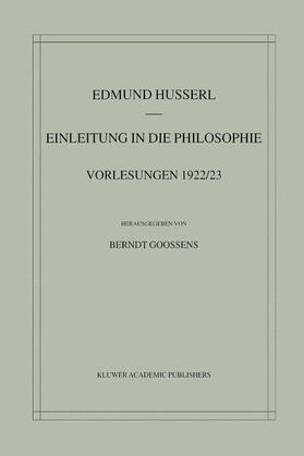 Goossens / Husserl |  Einleitung in die Philosophie | Buch |  Sack Fachmedien