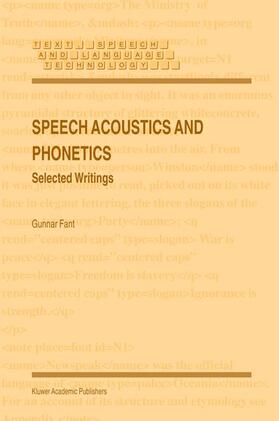 Fant |  Speech Acoustics and Phonetics | Buch |  Sack Fachmedien
