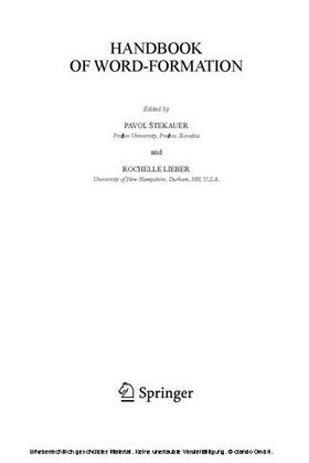 Štekauer / Lieber |  Handbook of Word-Formation | eBook | Sack Fachmedien