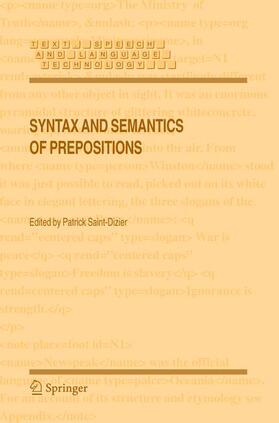 Saint-Dizier |  Syntax and Semantics of Prepositions | Buch |  Sack Fachmedien