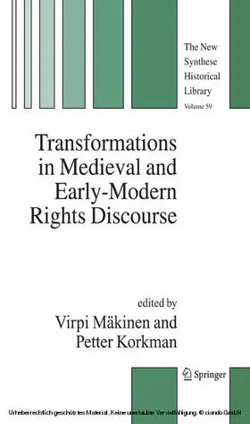 Mäkinen / Korkman |  Transformations in Medieval and Early-Modern Rights Discourse | eBook | Sack Fachmedien