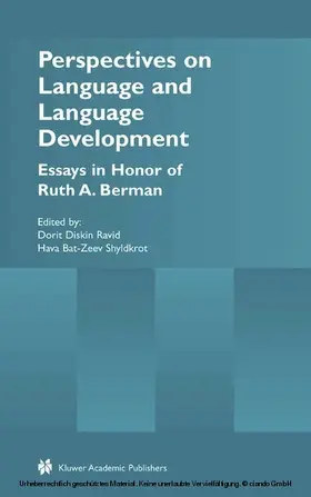 Ravid / Bat-Zeev Shyldkrot |  Perspectives on Language and Language Development | eBook | Sack Fachmedien