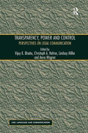 Hafner / Wagner / Bhatia |  Transparency, Power, and Control | Buch |  Sack Fachmedien