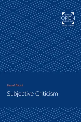 Bleich |  Subjective Criticism | Buch |  Sack Fachmedien