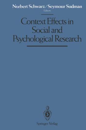Sudman / Schwarz |  Context Effects in Social and Psychological Research | Buch |  Sack Fachmedien