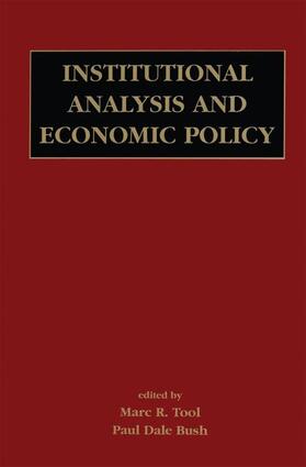 Bush / Tool |  Institutional Analysis and Economic Policy | Buch |  Sack Fachmedien