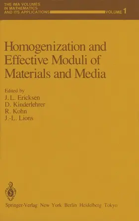 Ericksen / Lions / Kinderlehrer | Homogenization and Effective Moduli of Materials and Media | Buch | 978-1-4613-8648-3 | sack.de