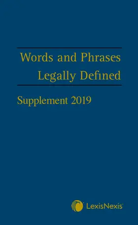 Hay |  Words and Phrases Legally Defined 2019 Supplement | Buch |  Sack Fachmedien