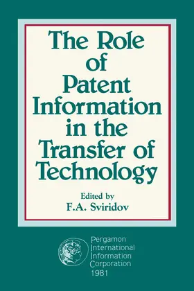 Sviridov |  The Role of Patent Information in the Transfer of Technology | eBook | Sack Fachmedien