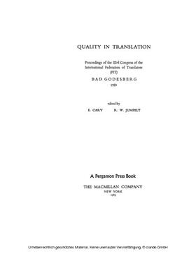 Cary / Jumpelt |  Quality in Translation | eBook | Sack Fachmedien