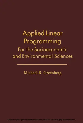 Greenberg / Schmidt |  Applied Linear Programming | eBook | Sack Fachmedien