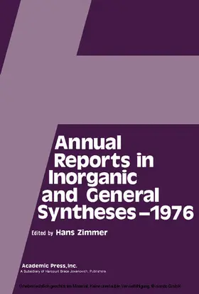 Zimmer |  Annual Reports in Inorganic and General Syntheses-1976 | eBook | Sack Fachmedien