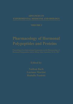 Back |  Pharmacology of Hormonal Polypeptides and Proteins | Buch |  Sack Fachmedien