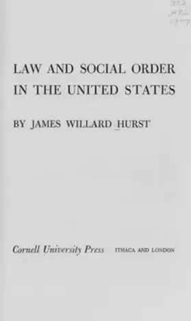 Hurst |  Law and Social Order in the United States | eBook | Sack Fachmedien