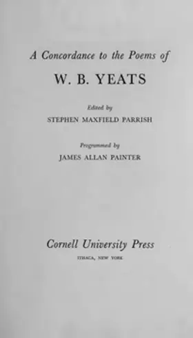 Parrish |  A Concordance to the Poems of W.B. Yeats | eBook | Sack Fachmedien