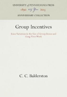 Balderston |  Group Incentives | eBook | Sack Fachmedien