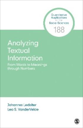 Ledolter / VanderVelde |  Analyzing Textual Information | eBook | Sack Fachmedien