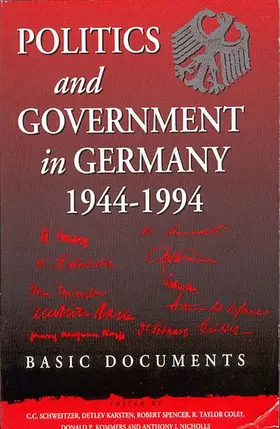 Karsten / Schweitzer / Spencer |  Politics and Government in Germany, 1944-1994 | Buch |  Sack Fachmedien