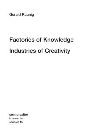 Raunig |  Factories of Knowledge, Industries of Creativity | Buch |  Sack Fachmedien