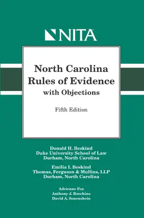 Beskind / Fox / Bocchino |  North Carolina Rules of Evidence with Objections | Buch |  Sack Fachmedien