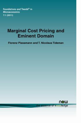 Plassmann / Tideman |  Marginal Cost Pricing and Eminent Domain | Buch |  Sack Fachmedien