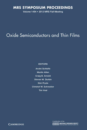 Allen / Schleife / Arnold |  Oxide Semiconductors and Thin Films | Buch |  Sack Fachmedien