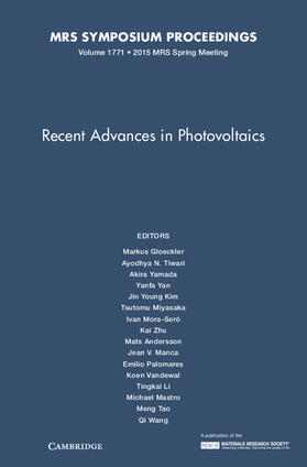 Gloeckler / Manca / Tiwari |  Recent Advances in Photovoltaics: Volume 1771 | Buch |  Sack Fachmedien