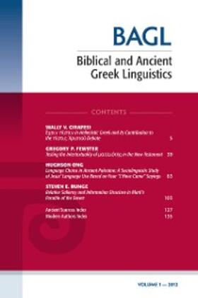Porter / O’Donnell |  Biblical and Ancient Greek Linguistics, Volume 1 | eBook | Sack Fachmedien