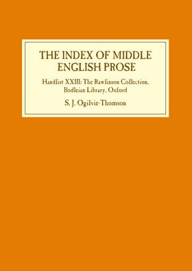 Ogilvie-Thomson |  The Index of Middle English Prose | eBook | Sack Fachmedien