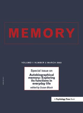 Bluck |  Autobiographical Memory: Exploring its Functions in Everyday Life | Buch |  Sack Fachmedien