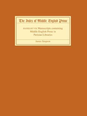 Simpson |  The Index of Middle English Prose, Handlist VII | Buch |  Sack Fachmedien