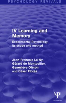 Le Ny / de Montpellier / Oleron |  Experimental Psychology Its Scope and Method: Volume IV (Psychology Revivals) | Buch |  Sack Fachmedien