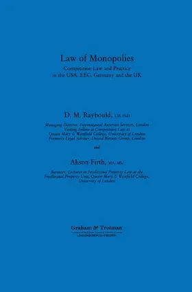 Raybould, Consulting Editor / Ali |  Law of Monopolies | Buch |  Sack Fachmedien