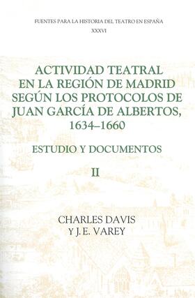Davis / Varey |  Actividad Teatral En La Región de Madrid Según Los Protocolos de Juan García de Albertos, 1634-1660: II | Buch |  Sack Fachmedien