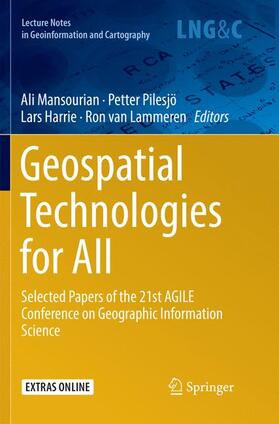 Mansourian / van Lammeren / Pilesjö |  Geospatial Technologies for All | Buch |  Sack Fachmedien