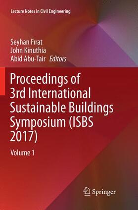 Firat / Firat / Abu-Tair |  Proceedings of 3rd International Sustainable Buildings Symposium (ISBS 2017) | Buch |  Sack Fachmedien