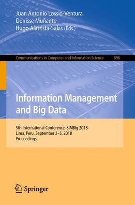 Lossio-Ventura / Alatrista-Salas / Muñante |  Information Management and Big Data | Buch |  Sack Fachmedien