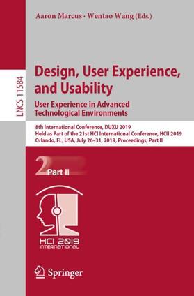 Wang / Marcus |  Design, User Experience, and Usability. User Experience in Advanced Technological Environments | Buch |  Sack Fachmedien