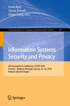 Mori / Camp / Furnell |  Information Systems Security and Privacy | Buch |  Sack Fachmedien