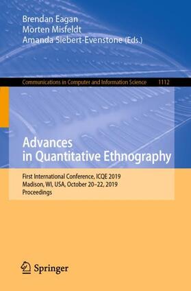 Eagan / Siebert-Evenstone / Misfeldt |  Advances in Quantitative Ethnography | Buch |  Sack Fachmedien